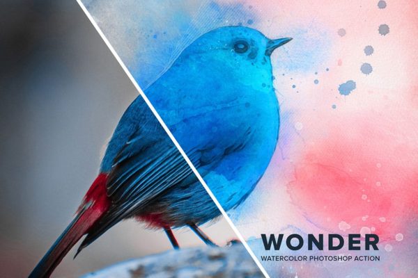 创意多功能水彩绘画Photoshop动作 Wonder Watercolor Photoshop Action