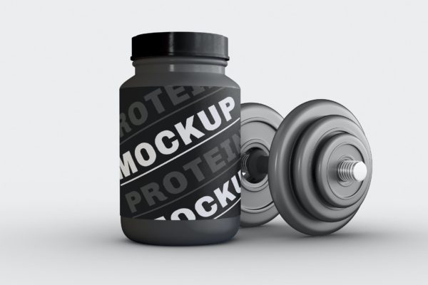 蛋白粉塑料罐容器包装设计样机 Protein Powder Container Mockup