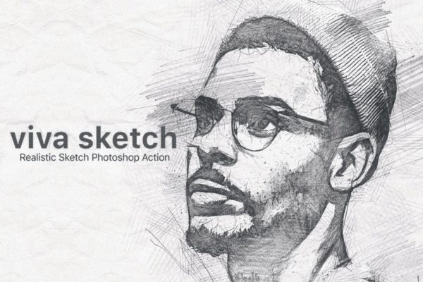 人物照片转铅笔素描效果Photoshop动作 Viva Sketch Photoshop Action