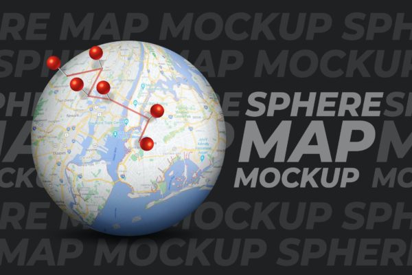 地球仪地图样机模板 Sphere Map Mockup