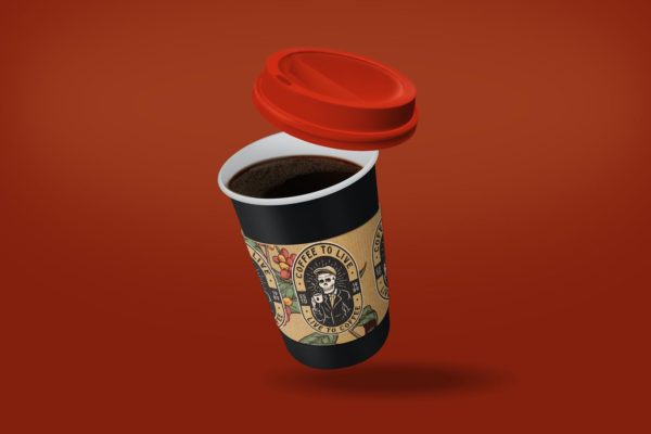 咖啡杯&杯套品牌设计效果图样机 Coffee Cup Sleeve Mockup
