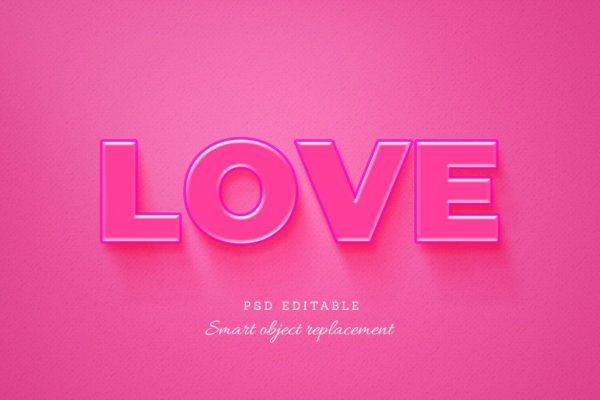 爱心粉色文字效果ps图层样式 Love Text Effect