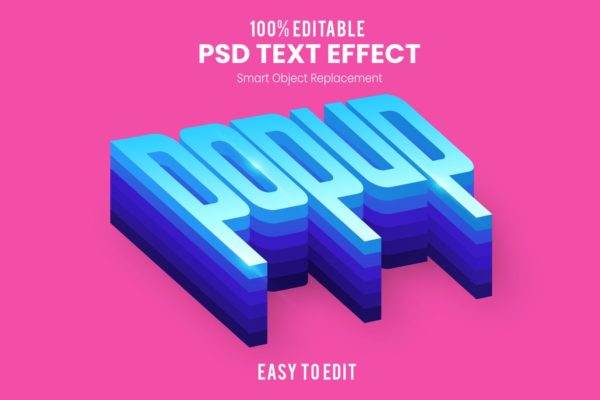 立体分层3D文字特效[PSD] Popup 3D Text Effect PSD