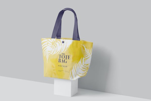 桶形织物手提袋样机psd模板 Bucket Shaped Tote Bag Mockups