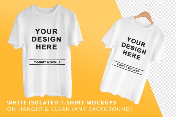 白色单独的T恤样机模板 White Isolated T-Shirts Mockups