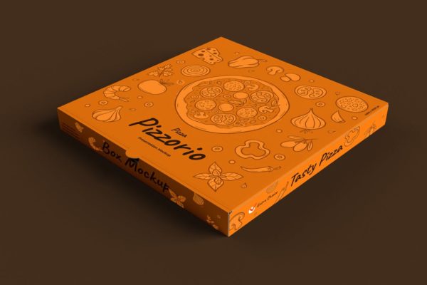 披萨外卖盒图案设计展示样机 Pizzorio – Pizza Box Mockup