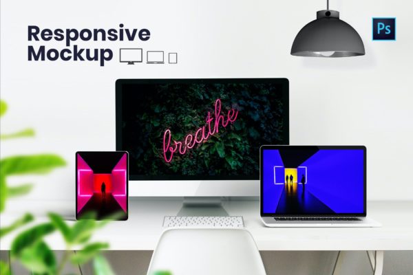 响应式电脑屏幕样机模板 Responsive Screen Mockups