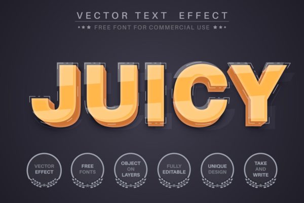 黄色3D文字效果字体样式矢量素材 3D yellow – editable text effect,  font style