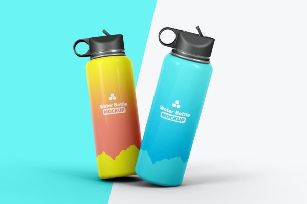 挂耳运动水瓶包装设计样机 Water Bottle Mockup