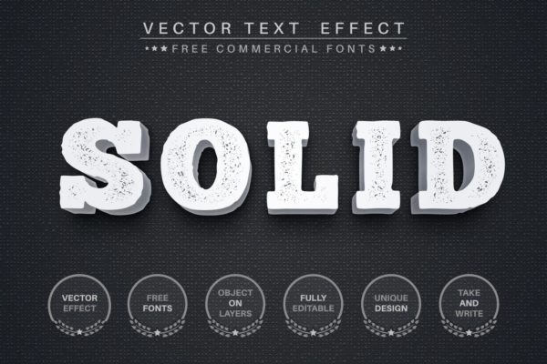 3D斑点石头风格文字效果字体样式矢量素材 3D stone – editable text effect,  font style