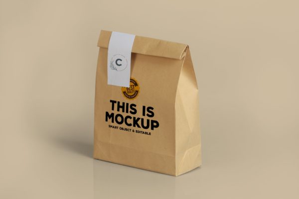 纸袋&外卖袋包装设计样机图 Pouch Bag Mockup