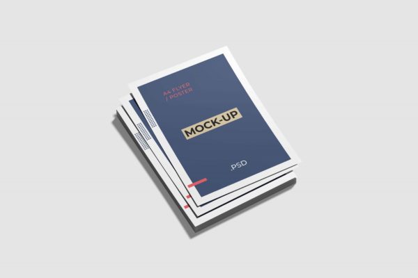 堆栈A4尺寸广告宣传单效果图样机 Stack Of A4 Flyer Mockup