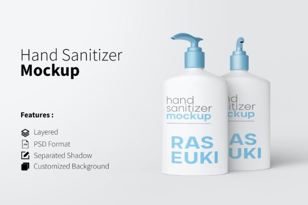 按压瓶洗手液包装设计样机 Hand Sanitizer Mockup