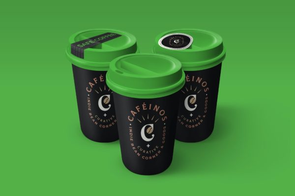 安全密封贴纸咖啡杯包装设计样机 Coffee Cup Mockup with Safety Seal Sticker