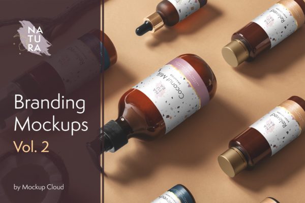 秋季元素化妆品品牌VI设计样机套装v2 Natura – Cosmetics Branding Mockups Vol. 2