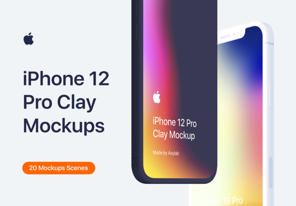 设计森林下午茶：iPhone 12 Pro-20个粘土样机场景[1.97GB,PSD]