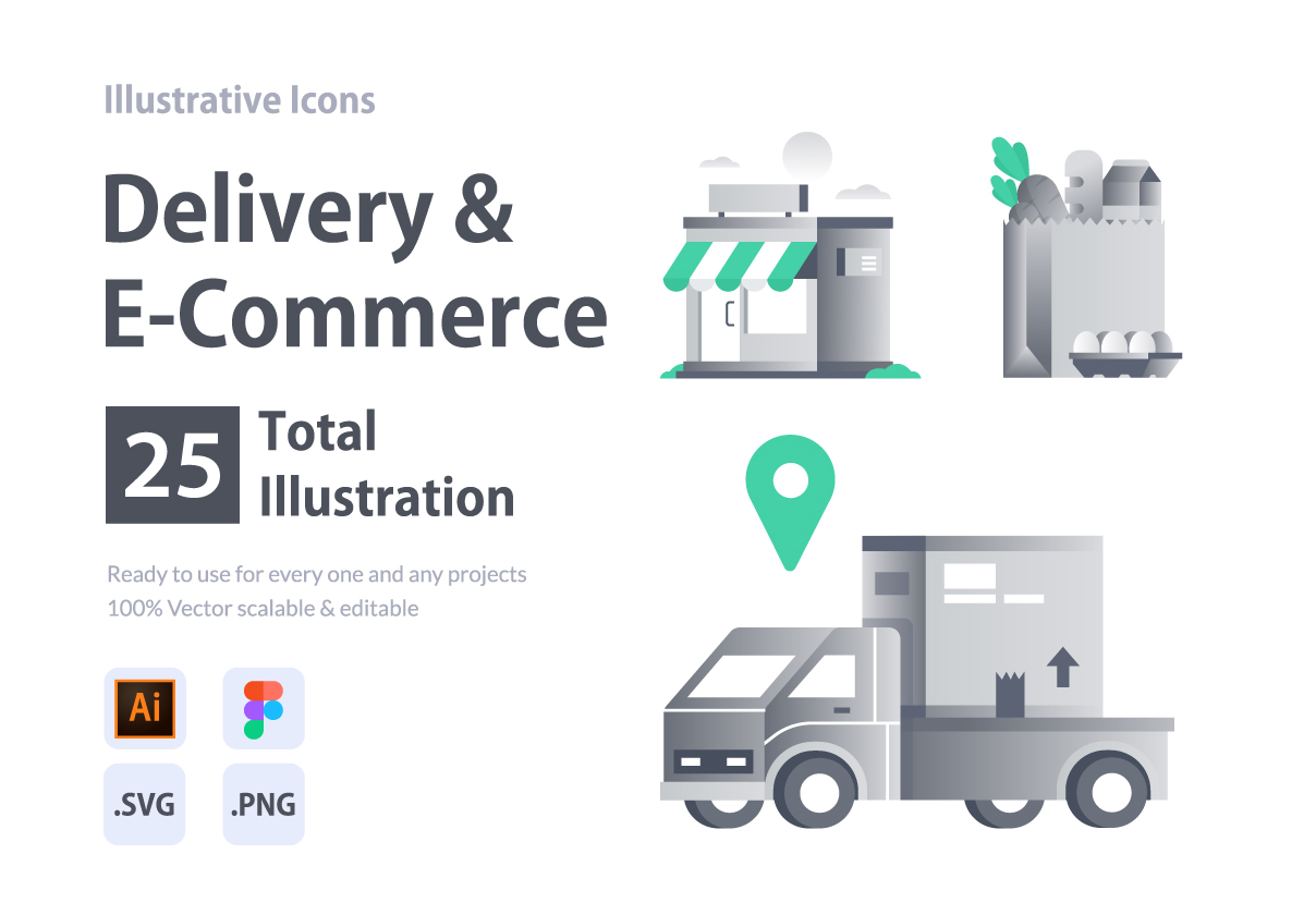 Delivery & E-Commerce Illustrative Icons