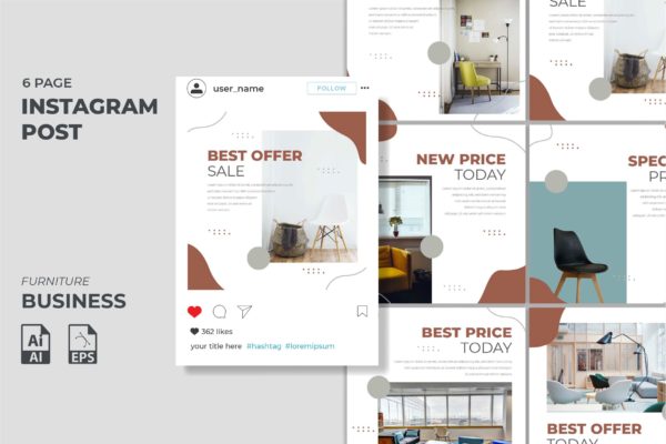 Instagram信息流社交贴图设计模板v27 Instagram Feed Template vol. 27