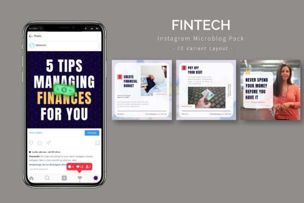 金融科技主题Instagram微博贴图设计素材包 Fintech – Instagram Microblog Pack