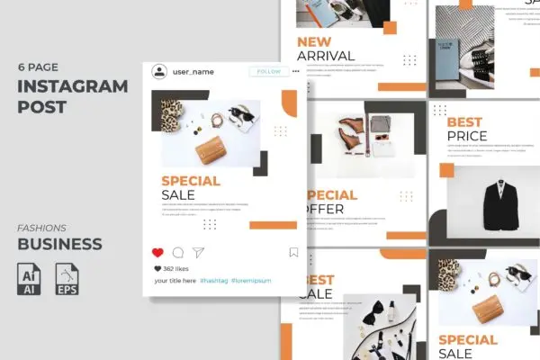 Instagram信息流社交贴图设计模板v30 Instagram Feed Template vol. 30