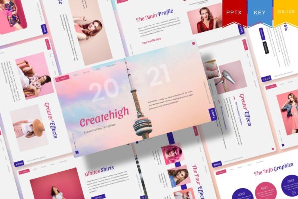 时尚模特作品集PPT/Keynote/谷歌幻灯片模板 Createhigh | Powerpoint, Keynote, Google Slides