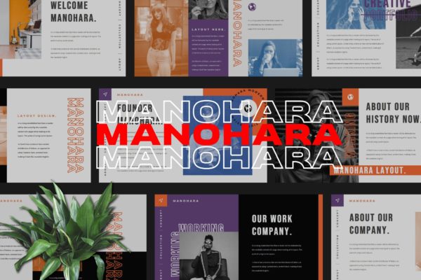时尚杂志风格PPT模板 Manohara – Powerpoint Template