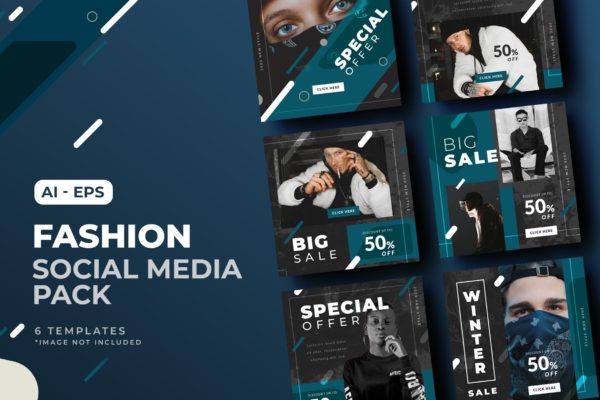 时尚品牌促销社交媒体帖子设计模板v12 Fashion Social Media Post Template