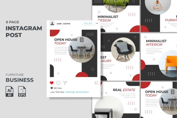Instagram信息流社交贴图设计模板v28 Instagram Feed Template vol. 28