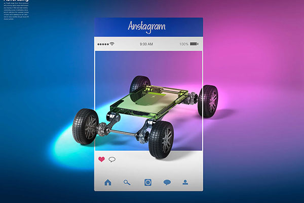 Instagram社交平台新能源汽车广告海报设计韩国素材