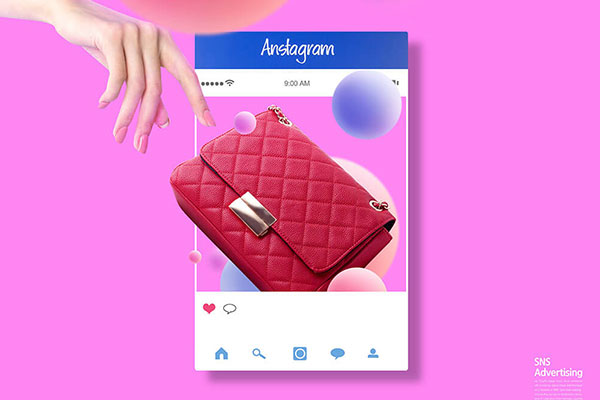 Instagram社交平台手包广告海报设计韩国素材