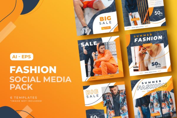 时尚品牌促销社交媒体帖子设计模板v11 Fashion Social Media Post Template