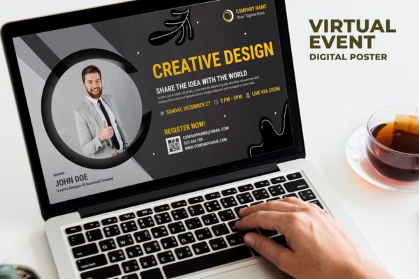 图形设计师在线培训活动数字海报传单设计模板 Graphic Design / Online Training Event Digital Pos
