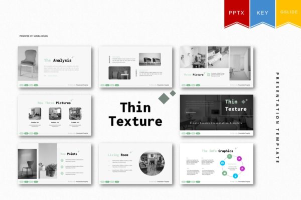 家具产品展示PPT/Keynote/谷歌幻灯片模板 Thin Texture | Powerpoint, Keynote, Google Slides