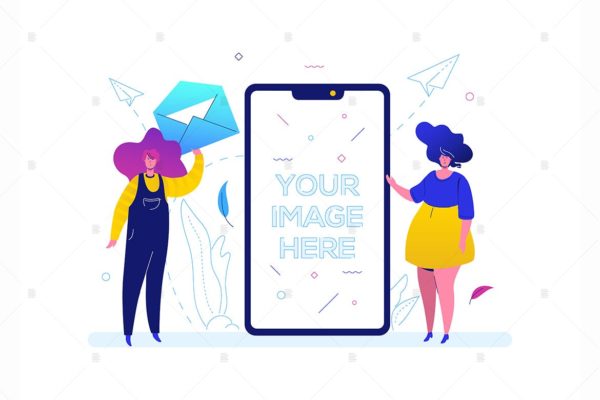 网上聊天主题扁平设计风格矢量插画  Chatting online – flat design style illustration