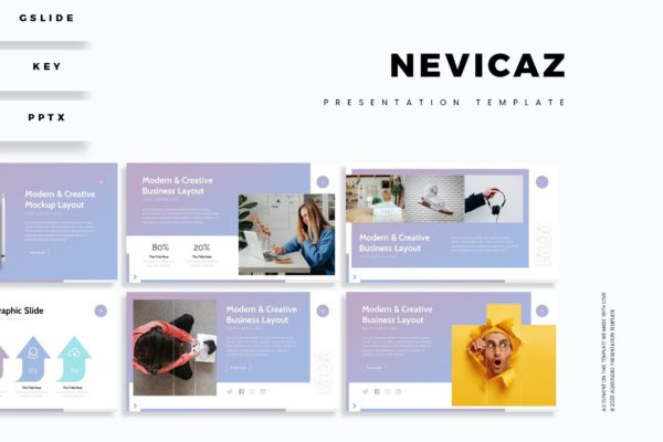 企业文化介绍PPT/Keynote/谷歌幻灯片三合一模板 Nevicaz – Presentation Template