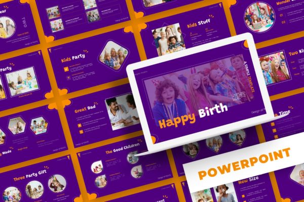 儿童节日/生日派对PPT幻灯片设计模板 Happy Birth – Powerpoint Template