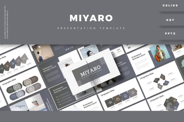 企业战略报告PPT/Keynote/谷歌幻灯片三合一模板 Miyaro – Presentation Template