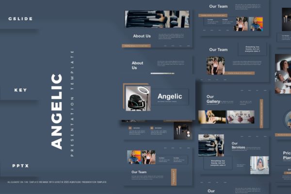 基础化妆彩妆教学PPT/Keynote/谷歌幻灯片三合一模板 Angelic – Presentation Template