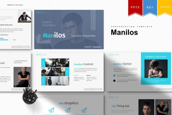 男士时尚品牌宣传PPT/Keynote/谷歌幻灯片模板 Manilos | Powerpoint, Keynote, Google Slides