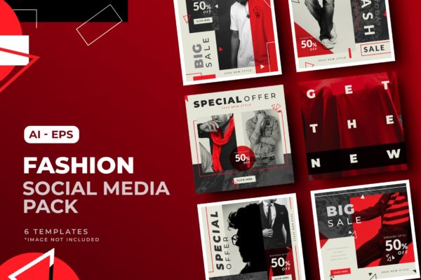 时尚品牌促销社交媒体帖子设计模板v9 Fashion Social Media Post Template