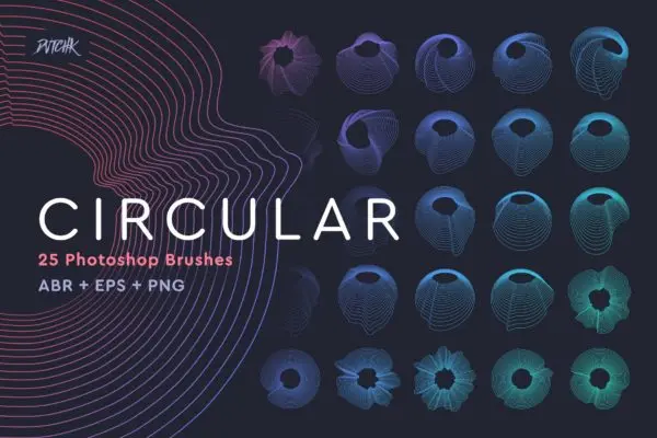 高分辨率抽象圆圈圆形Photoshop笔刷 Circular Photoshop Brushes