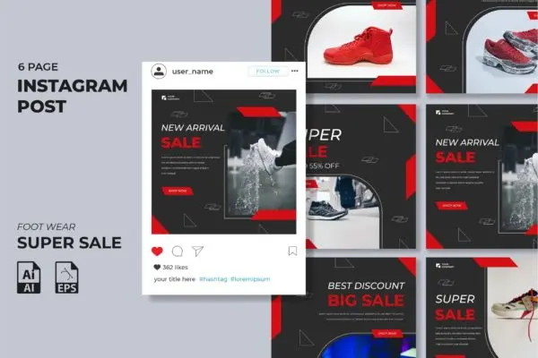Instagram信息流社交贴图设计模板v35 Instagram Feed Template vol. 35