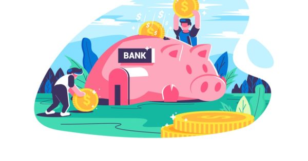 存钱罐主题矢量插画设计素材 Piggy Bank – Vector Illustration