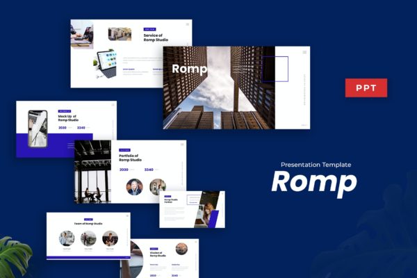 设计机构/企业推介PPT创意模板 Romp – Business Presentation Template
