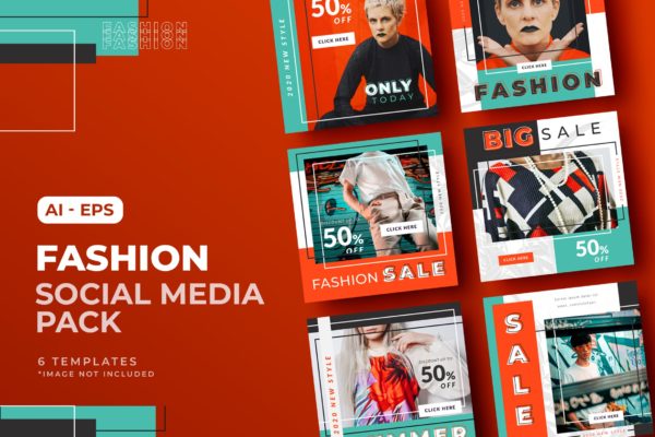 时尚品牌促销社交媒体帖子设计模板v1 Fashion Social Media Post Template