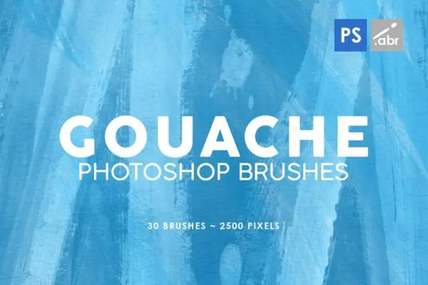 30个水粉水彩纹理Photoshop笔刷v1 30 Gouache Photoshop Stamp Brushes
