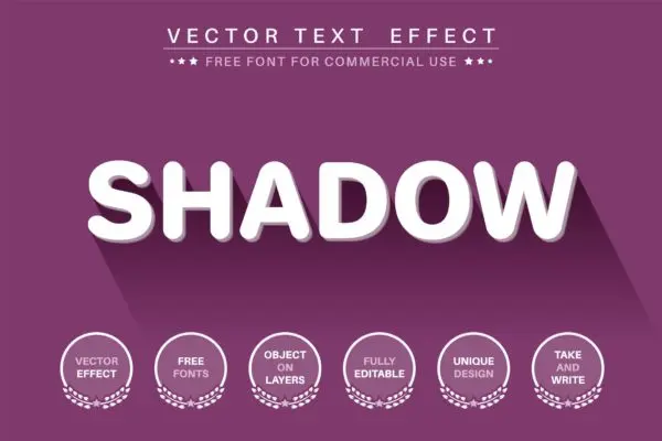 3D长阴影文字效果字体样式矢量素材 3D long shadow – editable text effect,  font style