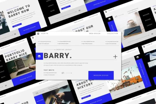 简约商务风格PowerPoint演示文稿模板 Barry – Powerpoint Template