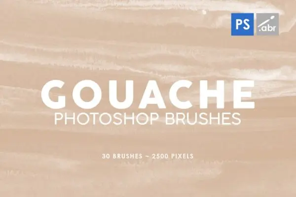 30个水粉水彩纹理Photoshop笔刷v2 30 Gouache Photoshop Stamp Brushes 2
