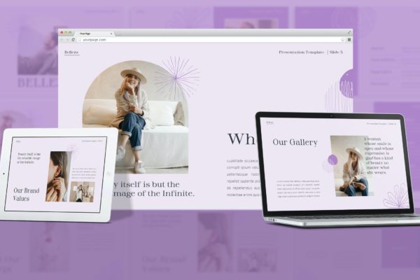 紫色主题女性时尚谷歌幻灯片创意模板 Belleza – Earthy Color Google Slides Template